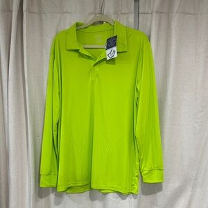Vibrant Green Long Sleeve Polo Shirt XL